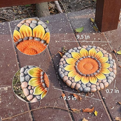 Sunflower Stepping Stones Outdoor Garden - Garden Stepping Stones Pavers for Outside Walkway Garden Stones Garden Stepping Stones Outdoor Decorative Stone for Garden 10 * 10 * 0.75 Inch