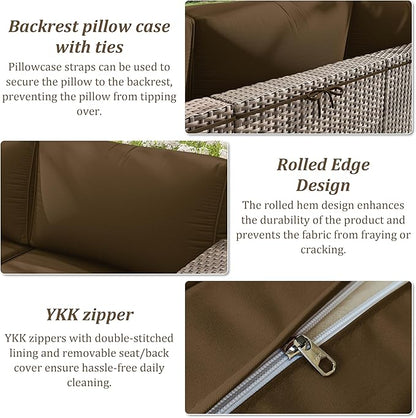 14 Pcs Outdoor Cushion Slipcovers Outdoor Patio Cushion Covers Replacement Waterproof with Zipper for Outdoor Furniture, Patio Sofa Couch 3 Sizes, Covers Only