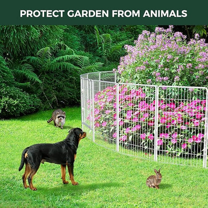 FXW Garden Fence Outdoor for The Yard – 45in(H) x 72.9ft(L) Heavy Duty Metal Animal Barrier for Dog and Rabbit, Decorative Dog Fence, 32 Panels, White