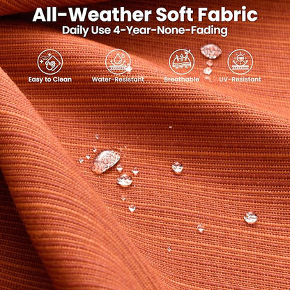 ovios 6 Pieces Patio Furniture Set, Outdoor Wicker Sofa Couch with Rocking Swivel Chairs Comfy Cushions, Modern Deep Seat Rattan Conversation Sets for Porch Deck, Orange Red