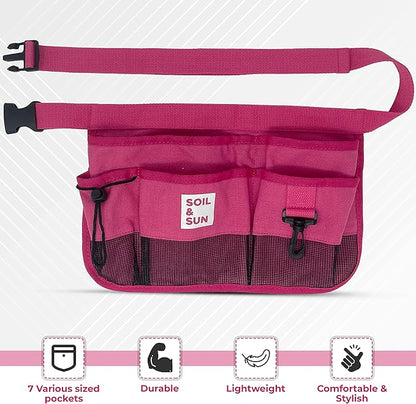 Soil & Sun Garden Tool Belt for Women, Tool Apron, Utility Belt Women, Teacher, Canvas Waist Apron with Pockets,Garden Aprons