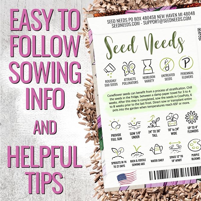 Seed Needs Purple Coneflower Seeds to Plant Echinacea Flowers 1 Pack
