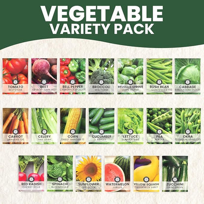 20 Vegetable Seed Packets | Survival Variety Pack | 2026 Season | Individually Packed Vegetables, Herbs and Fruits | Emergency Seed Vault for Doomsday Prepping | by Family Sown