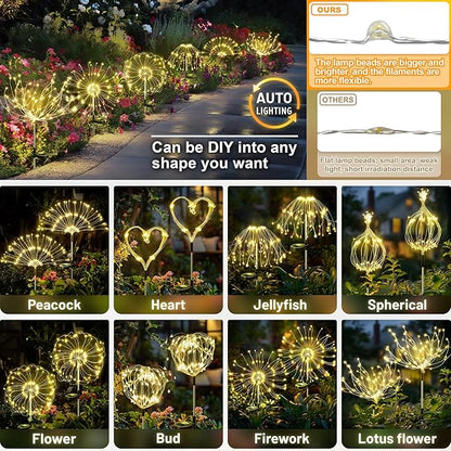 Anordsem Solar Lights Outdoor Waterproof: Garden Light Solar Powered for Yard Outside - Sparkler Fireworks Twinkle Lighting Path Decor 6 Pack - LED Starburst Gardening Gifts for Women Mom Wife