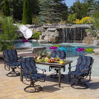Arden 4-Pack Outdoor Patio Dining Chair Cushion, 20x44, Rain-Proof Seat Pad, Fade-Resistant Outdoor Cushion Sapphire Liberty Mosaic