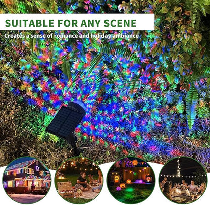 Outdoor Solar RGB Color-Changing Projection Lights, IP65 Waterproof 150° Adjustable LED Landscape Spotlights for Yard & Party Decoration