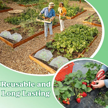 FoldTier 6 Sets Strawberry Supports with Plant Protectors from Animals, Strawberry Growing Racks and Mesh Plant Cover with Plastic Garden Lawn Stakes and Storage Bag for Garden Strawberry Vegetables
