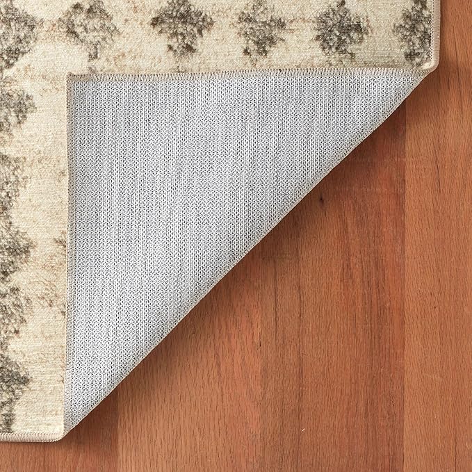 Dash & Albert Izzy Grey Machine Washable Rug, 4 X 6 Feet, Grey Graphic Pattern
