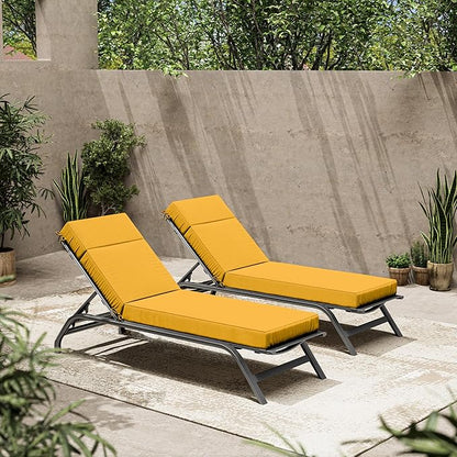 2 Pcs Chaise Lounge Cushions Outdoor, 72" L X 21" W X 4" D Lounge Chair Cushions for Outdoor Furniture, High-Density Foam Patio Chaise Cushion-Waterproof Fade-Resistant ThickPatio lounge chair cushion