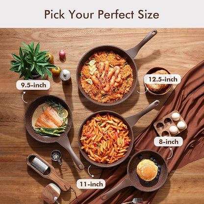 SENSARTE Nonstick Frying Pan Skillet, Non Stick Omelette Pan, Healthy Stone Cookware Chef's Pan PFOA Free, Toffee Brown (8 Inch)