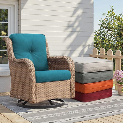 Patio Cushions for Outdoor Furniture - 22" x 25" x 4" UV Resistant Thick Foam Cushions Water Resistant Replacement Cushion for Outdoor Patio Furniture Chair/Sofa/Couch | Peacock Green | 6-Pack |