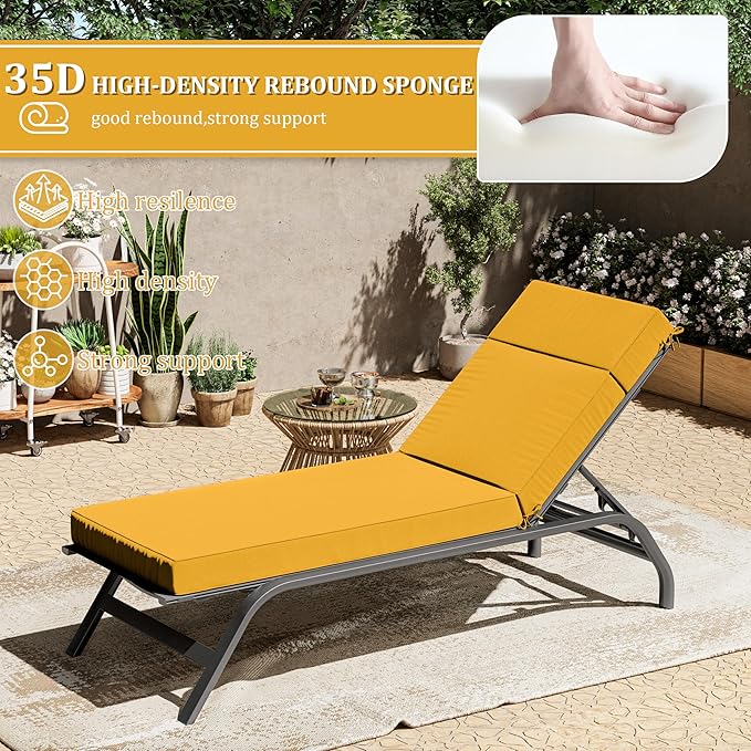 Chaise Lounge Cushions Outdoor, 80" L X 26" W X 4" D Lounge Chair Cushions for Outdoor Furniture, High-Density Foam Outdoor Chaise Cushion-Waterproof Fade-Resistant ThickPatio lounge chair cushion