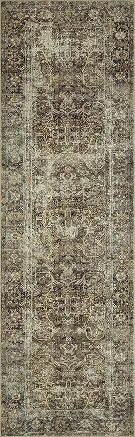 Loloi Magnolia Home by Joanna Gaines Sinclair Collection SIN-01 Pebble/Taupe 2'-3" x 9'-6", .25" Pile Height, Machine Washable, Runner Rug