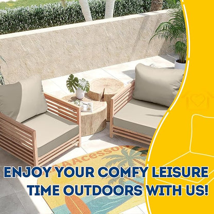 AAAAAcessories Outdoor Seat Cushions for Chairs, Fade-Resistant, Waterproof Patio Furniture Replacement Cushions, 23.5" x 25.5" x 5" + 23.5" x 19", Beige