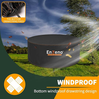 Enzeno Fire Pit Cover Round,51inch Outdoor Round Firepit Cover,Waterproof Oxford Cloth Patio Fire Table Cover for Outdoor Fire Pit,Fits 50-51 inch Gas Firepit/Bowl(51"Dia X 24"H)