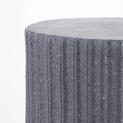 JONATHAN Y TBL1102A Louisa 19" Modern Art Deco Tambour Indoor/Outdoor Accent Table Minimalist, Contemporary, Bohemian, Mid-Century, Patio, Garden Room, Bathroom, Living Room, Gray Terrazzo Finish