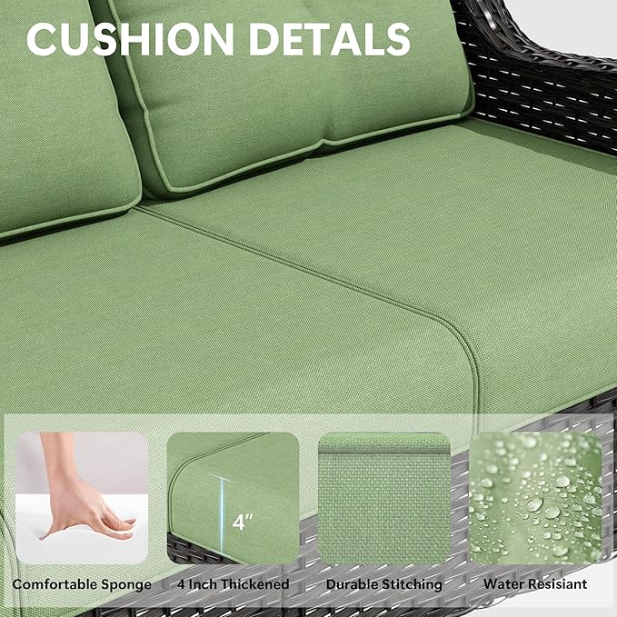 Outdoor Chair Cushions Set for Patio Furniture, 22x25/22x24 Inch, Waterproof & Fade Resistant Patio Chair Cushions, Thick Patio Furniture Cushion for Chair, Sofa, and Couch (Green, 1 Set)