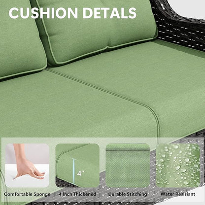 Outdoor Chair Cushions Set for Patio Furniture, 22x25/22x24 Inch, Waterproof & Fade Resistant Patio Chair Cushions, Thick Patio Furniture Cushion for Chair, Sofa, and Couch (Green, 3 Set)