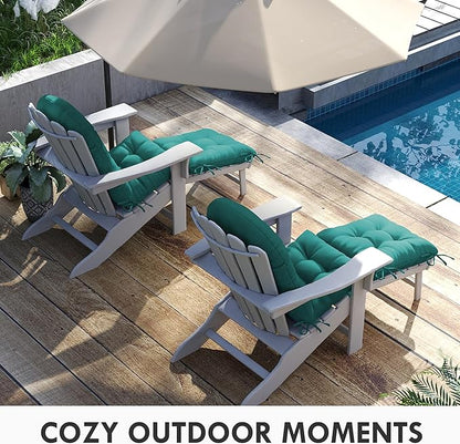 Adirondack Chair Cushion with Ottoman, Folding Adjustable Adirondack Seat Cushions, Waterproof Adirondack Patio Chair Pads for Garden, Deck, or Poolside, Small-Lake Blue-2