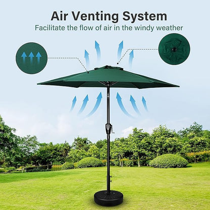 Simple Deluxe 9' Patio Umbrella Outdoor Table Market Yard Umbrella with Push Button Tilt/Crank, 8 Sturdy Ribs for Garden, Deck, Backyard, Pool, Green