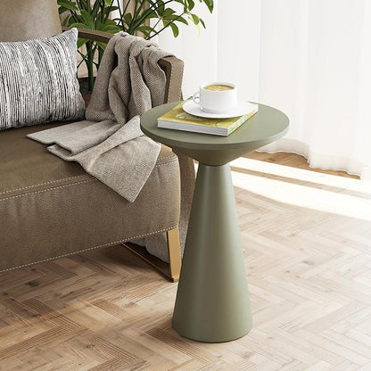 COZAYH Small Pedestal End Table Round Farmhouse Martini Table Wood Plant Stand Rustic Drink Table for Small Space Living Room, Sage Green