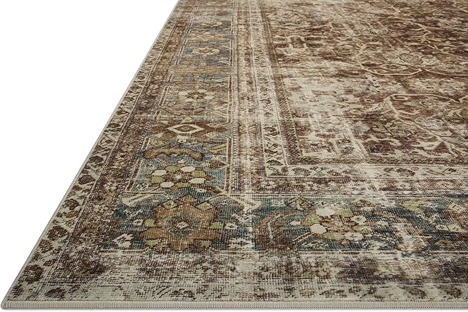 Loloi Magnolia Home by Joanna Gaines Sinclair Collection SIN-01 Rust/Lagoon 3'-6" x 5'-6", .25" Pile Height, Machine Washable, Accent Rug
