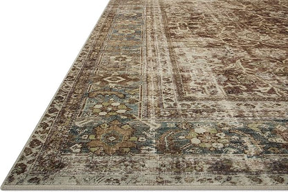 Loloi Magnolia Home by Joanna Gaines Sinclair Collection SIN-01 Rust/Lagoon 5'-0" x 7'-0", .25" Pile Height, Machine Washable, Area Rug