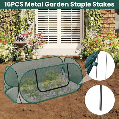 2-Pack Raised Garden Bed Covers, 45" x 22" x 17" Mesh Crop Cage, Pop-Up Plants Cover with 30% Shade Cloth for Seedlings Vegetables Fruits Flowers, Protects Against Birds Animals Pests with 16 Stakes