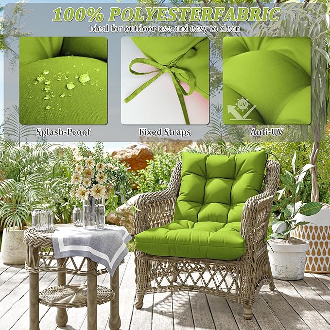 Patio Seat&Back Chair Cushions for Outdoor Furniture，Comfortable Cushions for Rocking/Dining/Lawn Chair-Set of 2