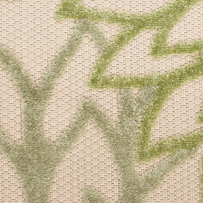 Nourison Home Aloha Indoor/Outdoor Ivory Green 7'10" x Round Area Rug, Easy-Cleaning, Non Shedding, Bed Room, Living Room, Dining Room, Backyard, Patio, Deck (8 Round)