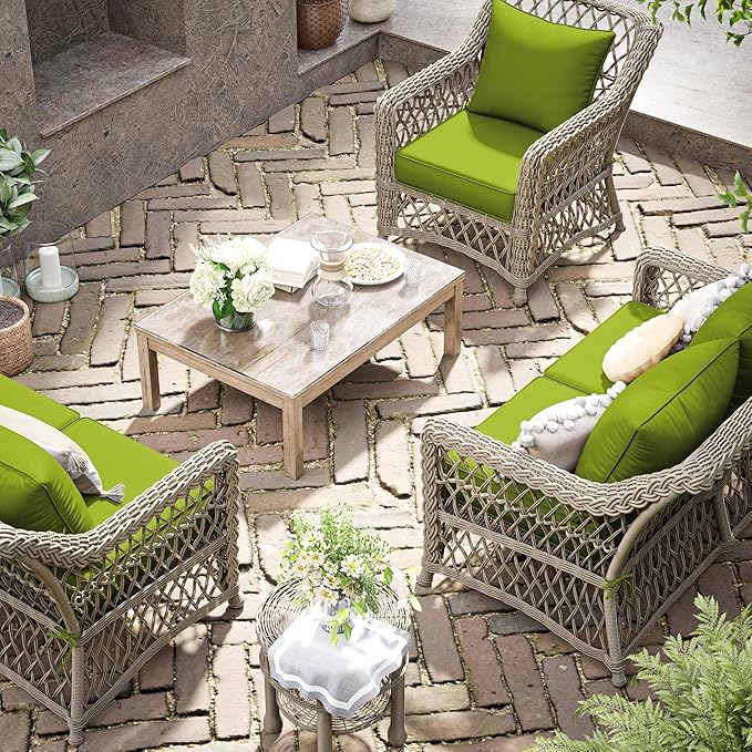 Premium Outdoor Seat Cushion Chair Cushions for Patio Furniture 22 L X 22 W X 4 H Waterproof & Fade Resistant Deep Seat and Backrest Cushion Set with Removable Covers for Chair, Sofa