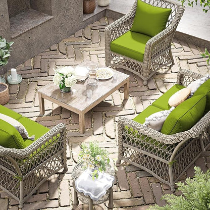 Premium Outdoor Seat Cushion Chair Cushions for Patio Furniture 19 L X 19 W X 4 H Waterproof & Fade Resistant Deep Seat and Backrest Cushion Set with Removable Covers for Chair, Sofa