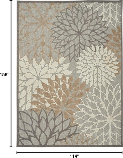 Nourison Aloha Indoor/Outdoor Natural 9'6" x 13' Area -Rug, Tropical, Botanical, Easy Cleaning, Non Shedding, Bed Room, Living Room, Dining Room, Deck, Backyard, Patio (9x13)