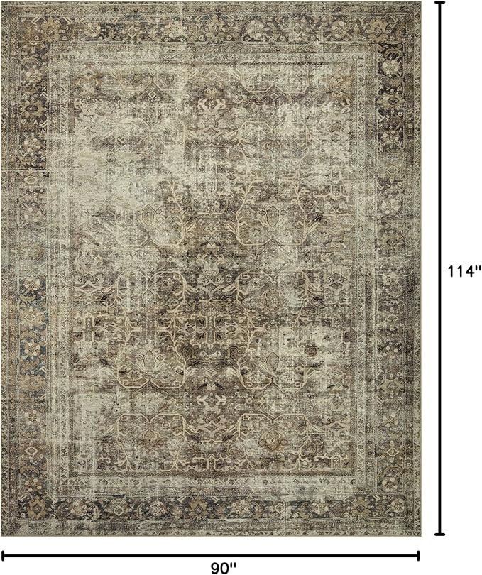 Loloi Magnolia Home by Joanna Gaines Sinclair Collection SIN-01 Pebble/Taupe 7'-6" x 9'-6", .25" Pile Height, Machine Washable, Area Rug