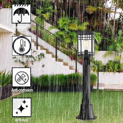 Treekee Outdoor Post Lights, Lamp Post Light Fixture, Waterproof Aluminum Pillar Lantern with Seeded Glass, Lamp Posts Outdoor Lighting for Walkway, Garden, Patio