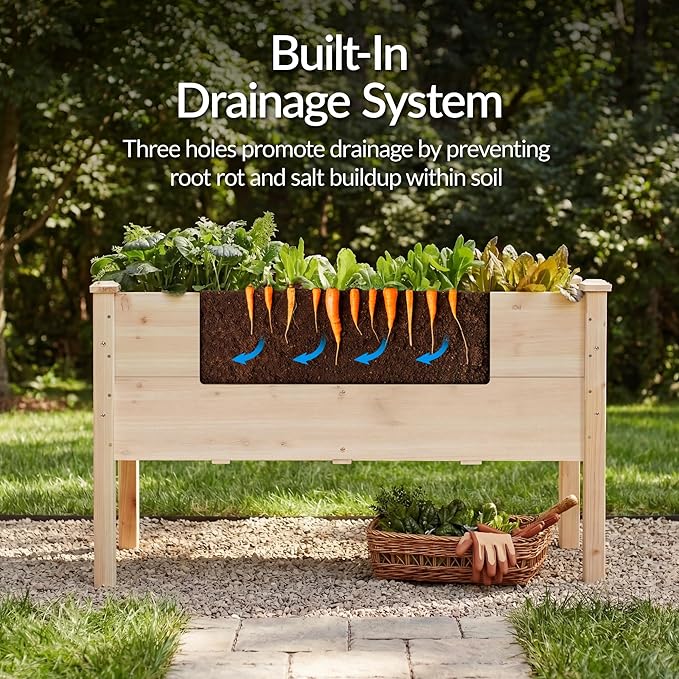 Best Choice Products 48" x 24" x 30" Raised Garden Bed with Extra Deep 16" Depth, Elevated Wood Planter Box Stand for Backyard, Patio, Balcony, Natural Fir Wood - Natural