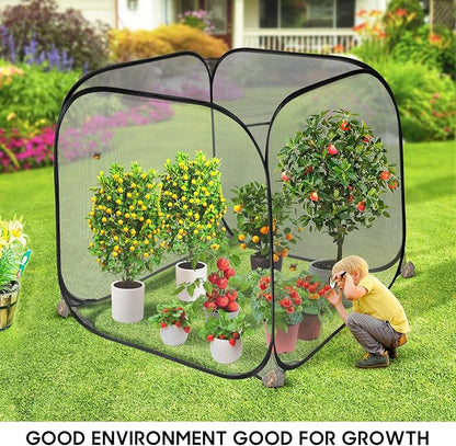 MIAOKE 2 Pack Pop Up Mesh Plant Cover, 35.4x35.4x38.2 Inch No Build Protection Against Insects Garden Netting, Raised Bed Cover for Barrier Against Insects for Vegetable Plant Fruit Animals-Black