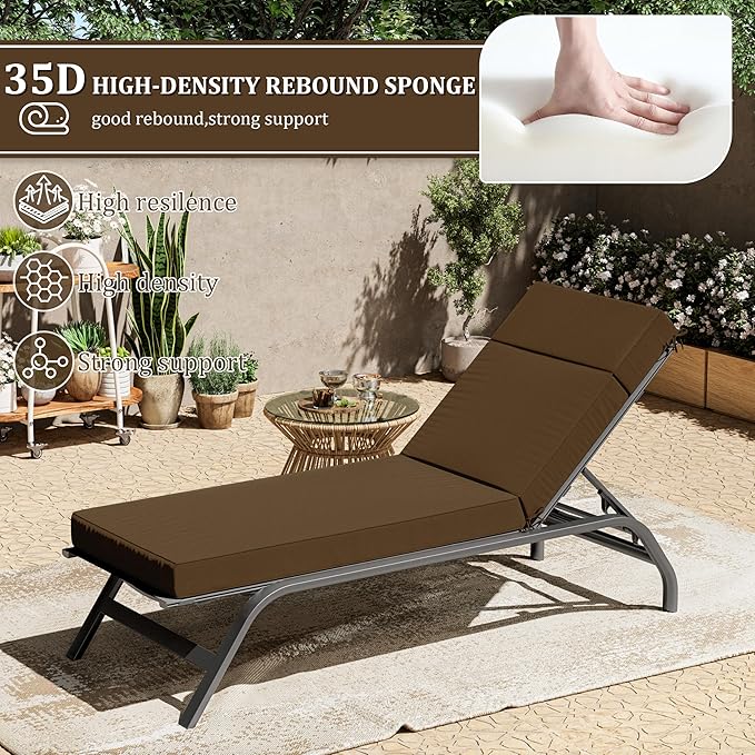 2 Pcs Chaise Lounge Cushions Outdoor, 80" L X 26" W X 4" D Lounge Chair Cushions for Outdoor Furniture, High-Density Foam Patio Chaise Cushion-Waterproof Fade-Resistant ThickPatio lounge chair cushion