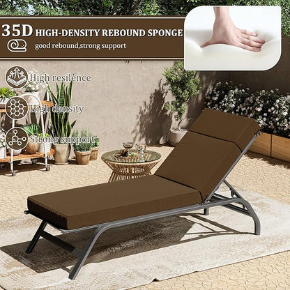 2 Pcs Chaise Lounge Cushions Outdoor, 80" L X 26" W X 4" D Lounge Chair Cushions for Outdoor Furniture, High-Density Foam Patio Chaise Cushion-Waterproof Fade-Resistant ThickPatio lounge chair cushion