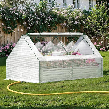 Lineware Raised Garden Bed with Self-Watering System, 6x3x1 ft Elevated Planter Boxes Outdoor with PE Cover, Galvanized Raised Beds for Gardening,Vegetables,Flowers, Backyard, Patio