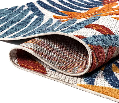 JONATHAN Y Tropics Palm Leaves Indoor Outdoor Runner Rug 2X8 Cream/Orange, Boho for Backyard, Patio, Porch, Easy-Cleaning, High Traffic, Pet-Friendly, Non-Shedding (AMC100B-28)