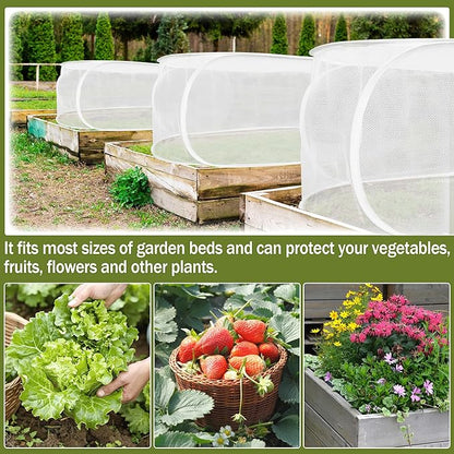 47" x 21" x 17" Garden Netting for Raised Beds, Foldable Raised Garden Bed Cover with Ground Nail, Raised Bed Cover Fit 4 x 2ft Garden Beds, Insect Bird Control, Plant Protection