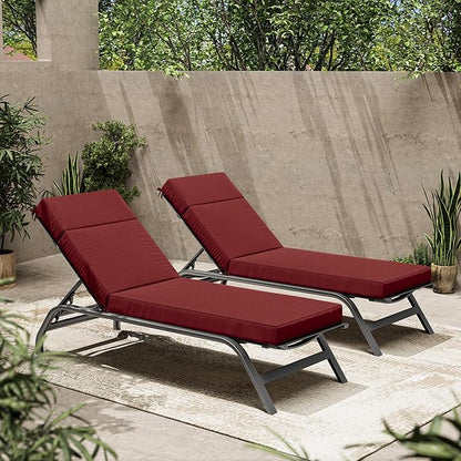 2 Pcs Chaise Lounge Cushions Outdoor, 80" L X 26" W X 4" D Lounge Chair Cushions for Outdoor Furniture, High-Density Foam Patio Chaise Cushion-Waterproof Fade-Resistant ThickPatio lounge chair cushion