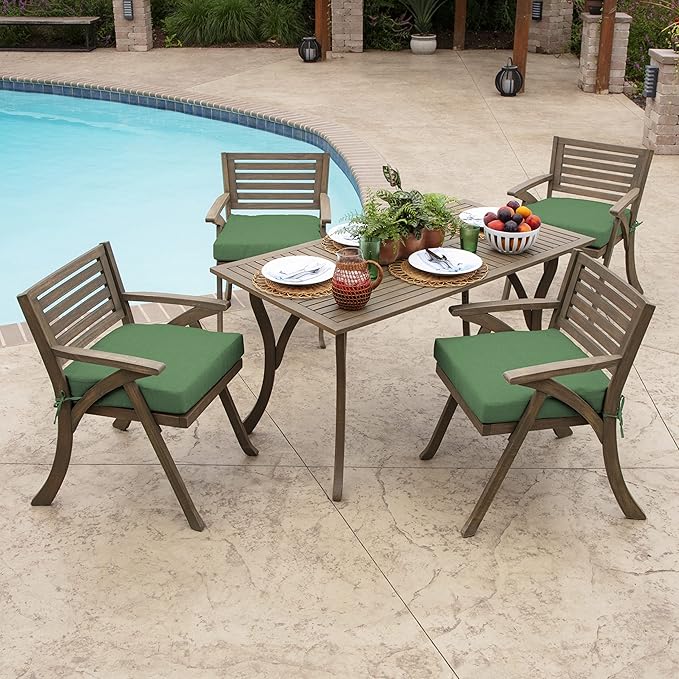 Arden Foam Outdoor Seat Cushions (4-Pack), 19 x 19, Premium High-Density Foam, Never Flattens, Weather-Proof for Outdoor Chairs Bright Moss Green Leala