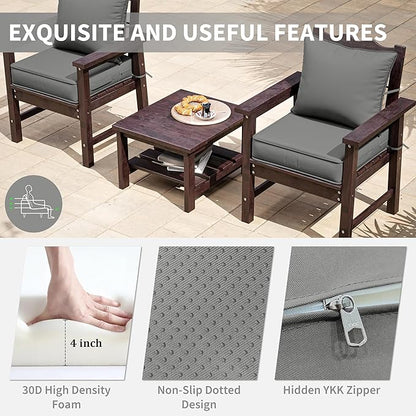Premium Outdoor Seat Cushion Chair Cushions for Patio Furniture 19 L X 19 W X 4 H Waterproof & Fade Resistant Deep Seat and Backrest Cushion Set with Removable Covers for Chair, Sofa