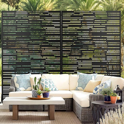 Outdoor Privacy Screen,72" H×47" W Metal Privacy Screen, Freestanding Privacy Fence Panels for Patio