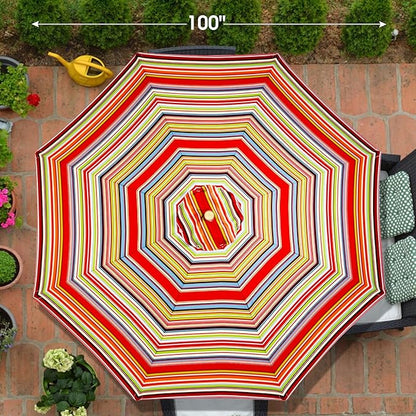 9ft Bamboo Umbrella, Outdoor Patio Umbrella, Waterproof Market Umbrella, 8 Ribs Table Umbrella with Pulley Lift for Garden, Deck, Pool, lawn, Backyard