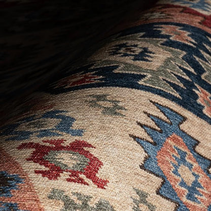 Dash & Albert Balsam Kilim Multi Machine Washable Rug, 4 X 6 Feet, Red Geometric Pattern