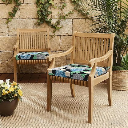 LVTXIII Outdoor Seat Cushions Seasonal Replacement Chair Cushions, Patio Chair Pads with Ties for Dining Chairs and Garden Furniture, Square Back, 19"x19"x2", 2 Pack, Peony Garden