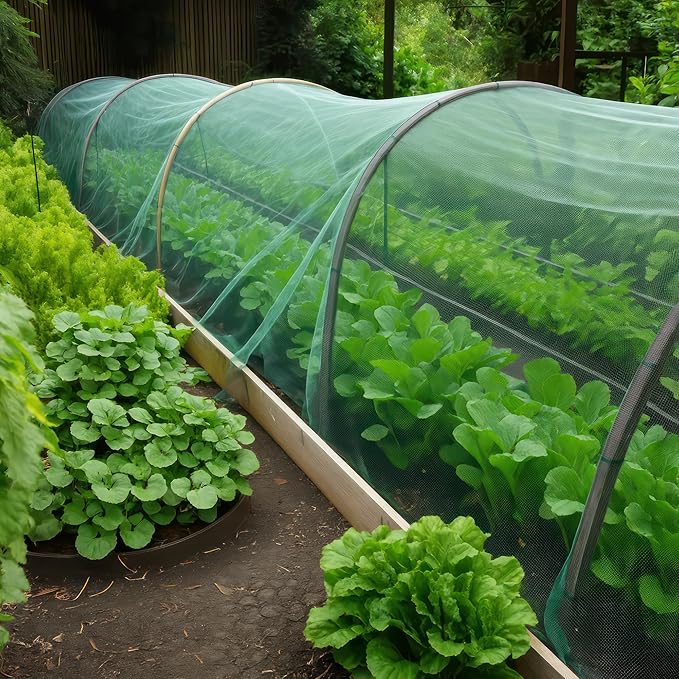 Green DIY Mosquito Net Fabric | 10x10 FT Netting | Insect Cover for Garden, Patio, Outdoor & Windows | Multiple Sizes in Black, White & Green | Raised Bed Screen Mesh Barrier
